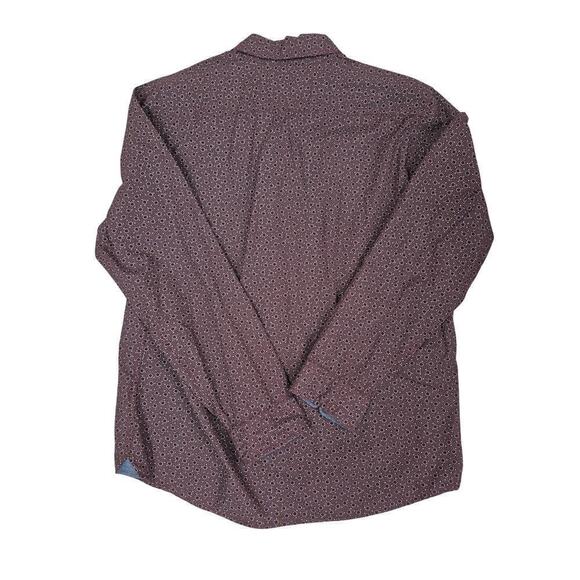 Express Mens L Slim soft wash, calico mens button down cotton shirt Denim Accent - Picture 2 of 8